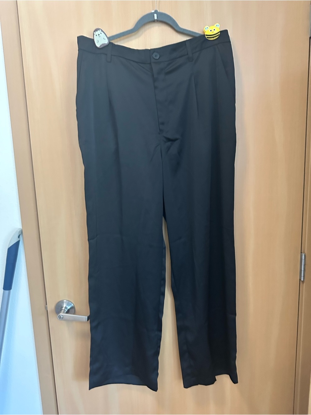 H&M Black Straight Leg Women's Trousers satin like